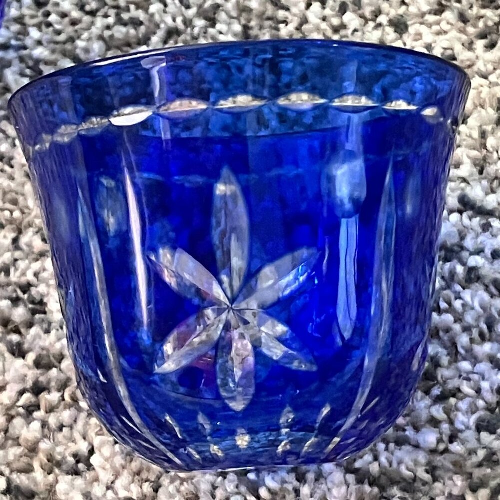 Vintage Bohemian Set of 2 Cut To Clear Crystal Ice Cream / Custard Cups